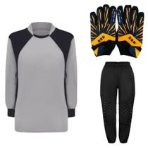 Kit de Goleiro Infantil Camisa + Calça Acolchoada + Luva