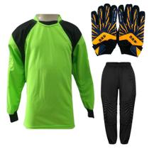 Kit de Goleiro Infantil Camisa + Calça Acolchoada + Luva