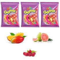 Kit de Goma Guloseima Novidade Manga, Framboesa e Goiaba