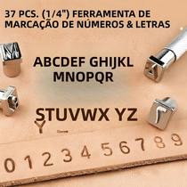 Kit De Gravação Em Couro Com 37 Peças: Ferramentas De Punção De Metal Com Alfabeto E Números 35mm