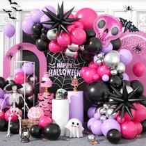 Kit de guirlanda de arco de balão de Halloween preto vermelho roxo para crianças Kit de guirlanda de arco de balão de Halloween preto vermelho roxo para crianças