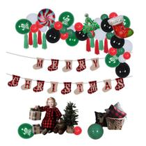 Kit de guirlanda de arco de Natal com 52 balões e banner de látex