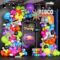 Kit de guirlanda de balão de festa DNBOD, tema retrô dos anos 90, 135 unidades Kit de guirlanda de balão de festa DNBOD, tema retrô dos anos 90, 135 unidades