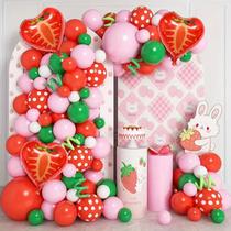 Kit de guirlanda de balão de festa Strawberry 118 unidades com papel alumínio e látex Kit de guirlanda de balão de festa Strawberry 118 unidades com papel alumínio e látex