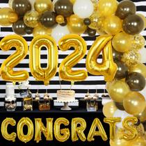 Kit de guirlanda de balão para decorações de formatura, 75 unidades, laranja, preto