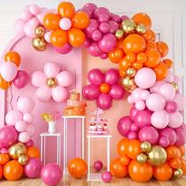 Kit de guirlanda de balão Spring Flower 110 unidades rosa, laranja