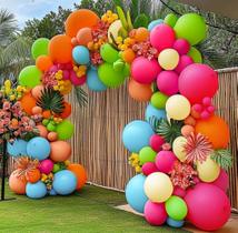 Kit de guirlanda de balões com enchimento duplo em cores tropicais