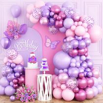 Kit de Guirlanda de Balões Dagelar Rosa e Roxo com Confete Kit de Guirlanda de Balões Dagelar Rosa e Roxo com Confete