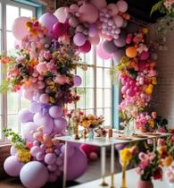 Kit de guirlanda de balões HibaOpati roxo rosa com recheio duplo