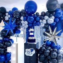 Kit de guirlanda de balões Kozee azul marinho e prata 132 unidades