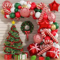 Kit de guirlandas de balão de Natal, 122 unidades em vermelho e branco Kit de guirlandas de balão de Natal, 122 unidades em vermelho e branco