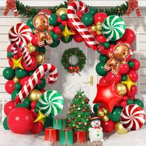 Kit de guirlandas de balões de Natal Isndare, vermelho, verde, ouro, 104 unidades