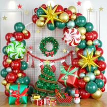 Kit de Guirnalda de Globos Lingqiang 93 piezas Rojo Verde Dorado Navidad Kit de Guirnalda de Globos Lingqiang 93 piezas Rojo Verde Dorado Navidad
