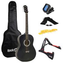Kit de guitarra acústica RockJam W-101 com suporte, afinador e bolsa de shows