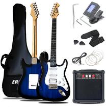 Kit de guitarra elétrica Ermik Soild Body com amplificador 20W Beginner Blue