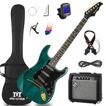 Kit de guitarra elétrica MUSTAR MEG-100 39" com amplificador de 25W verde