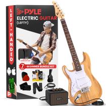 Kit de guitarra elétrica Pyle em tamanho real para canhotos com amplificador de 5W