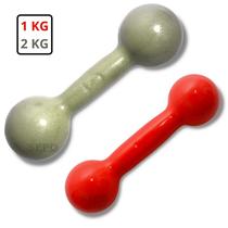 Kit de Halteres Redondos Emborrachados Unidade 1Kg e 2Kg