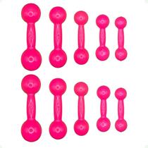 Kit de Halteres Revestidos - Pares de 1,2,3,4 e 5 Kg - Rosa Kit de Halteres Revestidos - Pares de 1,2,3,4 e 5 Kg - Rosa