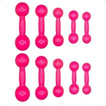 Kit de Halteres Revestidos - Pares de 1,2,3,4 e 5 Kg - Rosa Kit de Halteres Revestidos - Pares de 1,2,3,4 e 5 Kg - Rosa