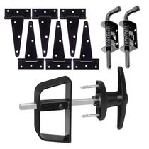 Kit de hardware para galpão BTEOBFY de porta dupla com janela e fechadura preta Kit de hardware para galpão BTEOBFY de porta dupla com janela e fechadura preta