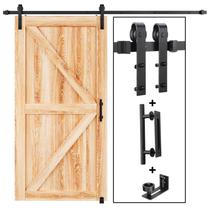 Kit de hardware para portas de celeiro EaseLife 8 pés Black Steel Sliding Kit de hardware para portas de celeiro EaseLife 8 pés Black Steel Sliding