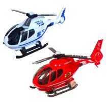 Kit de Helicópteros Resgate e Polícia Brinquedo Infantil Bate e Volta Luzes e Sons Kit de Helicópteros Resgate e Polícia Brinquedo Infantil Bate e Volta Luzes e Sons
