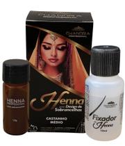 Kit de Henna Profissional Designer sobrancelha Chandra com Navalha Pincel chanfrado Alto Rendimento