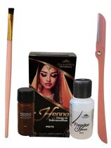 Kit de Henna Profissional Designer sobrancelha Chandra com Navalha Pincel chanfrado Alto Rendimento