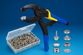 Kit de Herramientas para Botones de Presión Seusoon Resistente con Troquel para Perforar y 210 Botones