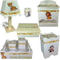 Kit de Higiene bebê mdf masculino ou feminino SAFARI UNISSEX BRANCO E CREME - FLORES PARA MARIAE