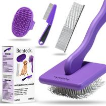 Kit de higiene Bonteck Dog Slicker Brush para cães grandes, roxo