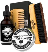 Kit de higiene GROW A BEARD, escova de barba, pente para barba, óleo para barba e bálsamo