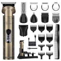 Kit de Higiene Hatteker 8 em 1 - Aparador de Barba com Lâmina T e Barbeador Elétrico