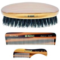 Kit de higiene KENT, conjunto de 3 pentes para barba e bigode com escova