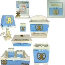 Kit de Higiene para bebê Mdf - AZUL BB BOLINHAS URSINHO REI