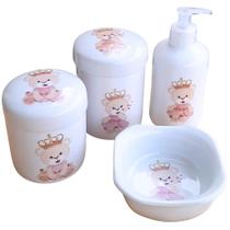 Kit de Higiene para Bebê Princesa Ursinha - 4 Peças em Porcelana