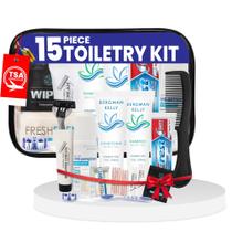 Kit de higiene pessoal de viagem Stuhrling Bottle, conjunto de 15 peças com bolsa