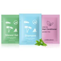 Kit de higiene Skourvut Body Wash Shampoo Condicionador 8mL x20 Kit de higiene Skourvut Body Wash Shampoo Condicionador 8mL x20
