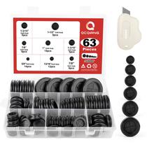 Kit de ilhós de borracha QCQIANG 63 unidades, 6 tamanhos 16-40 mm, preto