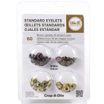 Kit de Ilhos Padrão Standard Eyelets Tons de Marrom 60 Ilhoses We R Memory Keepers 41581-7