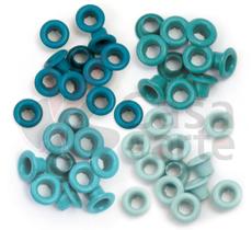 Kit de Ilhóses Padrão WeR Memory Keepers Standard Eyelets Tons Aqua Com 60 Ilhoses