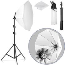 Kit De Iluminação Contínua Softbox Octagonal 70cm Com Soquete Simples + Tripé 2 Metros