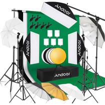 Kit de iluminação de estúdio fotográfico Andoer Softbox 3 Backdrops