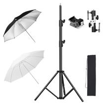 Kit de iluminação de guarda-chuva fotográfico Soonpho 2x 109 cm com suporte