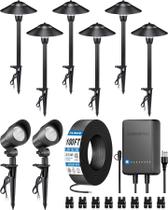 Kit de Iluminação Externa SUNVIE com 6 Luzes de Caminho e 2 Holofotes 60W Kit de Iluminação Externa SUNVIE com 6 Luzes de Caminho e 2 Holofotes 60W