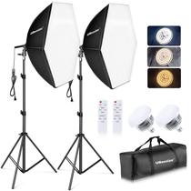 Kit de iluminação fotográfica UbeeSize Softbox com lâmpada de 85 W 30x30cm Kit de iluminação fotográfica UbeeSize Softbox com lâmpada de 85 W 30x30cm