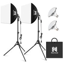 Kit de iluminação Softbox NiceVeedi, pacote com 2 unidades, 40 x 40 cm com tripé de 63”