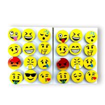 Kit De Imã De Geladeira Redondo Emoji Sortidos Com 24 Peças
