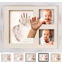 Kit de impressão de mãos e pés para bebês Bubzi Co White Wash Frame